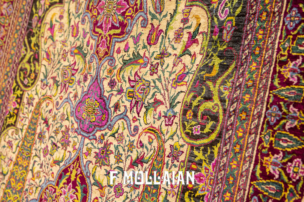 Rare Rug Farahan Silk Signed “Zel Al-Soltan” n°:705694